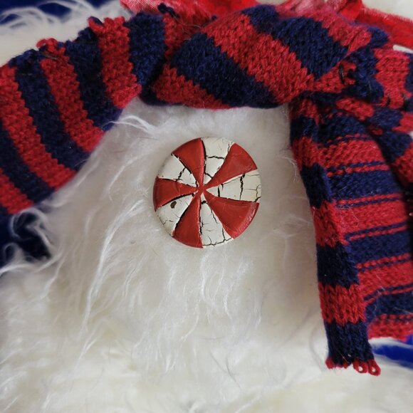 Plush furry shaggy Snowman Stuffed Animal Carrot Nose 2 scarves toy jointed - Picture 2 of 6